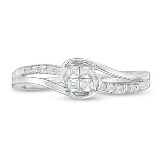 Previously Owned - 0.18 CT T.W. Quad Princess-Cut Diamond Swirl Promise Ring in 10K White Gold|Peoples Jewellers