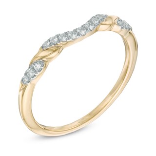 Previously Owned - 0.12 CT. T.W. Diamond Ribbon Wrapped Contour Wedding Band in 14K Gold|Peoples Jewellers