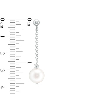 Previously Owned-IMPERIAL® 9.0-10.0mm Freshwater Cultured Pearl and Disco Bead Chain Drop Earrings in Sterling Silver|Peoples Jewellers