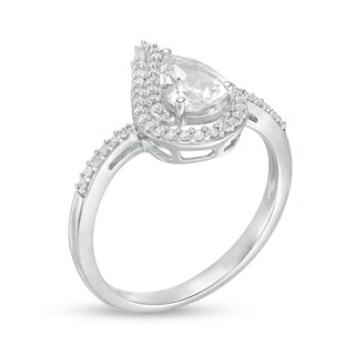 Previously Owned - Pear-Shaped Lab-Created White Sapphire Flame Ring in Sterling Silver|Peoples Jewellers