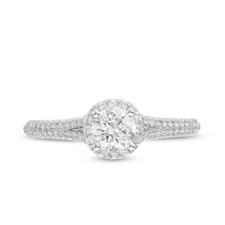Previously Owned Vera Wang Love Collection 0.70 CT. T.W. Diamond Frame Split Shank Engagement Ring in 14K White Gold|Peoples Jewellers