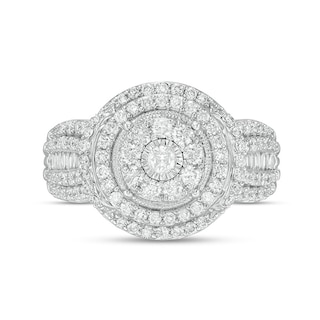 Previously Owned - 1.00 CT. T.W. Diamond Double Frame Vintage-Style Collar Engagement Ring in 10K White Gold|Peoples Jewellers