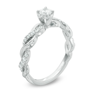 Previously Owned - 0.33 CT. T.W. Diamond Twist Shank Engagement Ring in 10K White Gold|Peoples Jewellers