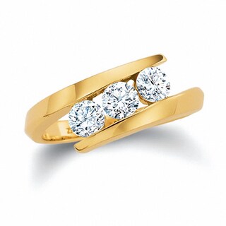 Previously Owned - 1.00 CT. T.W. Diamond Three Stone Bypass Ring in 14K Gold|Peoples Jewellers