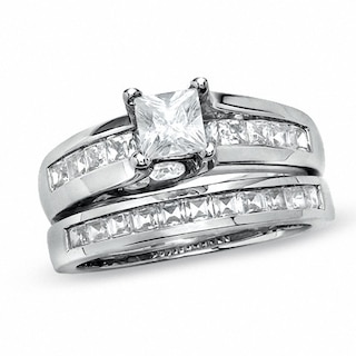 Previously Owned - 2.00 CT. T.W. Princess-Cut Diamond Bridal Set in 14K White Gold|Peoples Jewellers