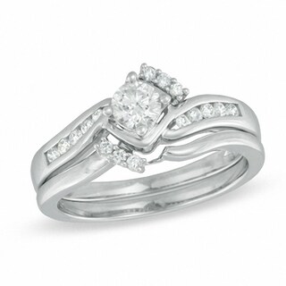 Previously Owned - 0.50 CT. T.W. Diamond Tilted Bypass Bridal Set in 10K White Gold|Peoples Jewellers