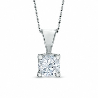 Previously Owned - 0.50 CT.  Diamond Solitaire Pendant in 14K White Gold (I/I2) - 17"|Peoples Jewellers
