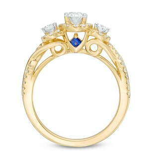 Previously Owned - Vera Wang Love Collection 0.95 CT. T.W. Oval Diamond Three Stone Engagement Ring in 14K Gold|Peoples Jewellers