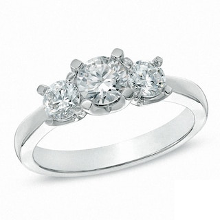 Previously Owned - 1.50 CT. T.W.  Diamond Three Stone Engagement Ring in 14K White Gold (I/I2)|Peoples Jewellers
