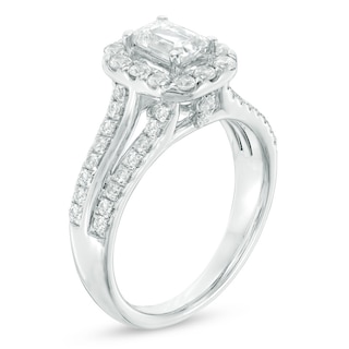 Previously Owned -  1.50 CT. T.W. Emerald-Cut Diamond Frame Engagement Ring in 14K White Gold|Peoples Jewellers