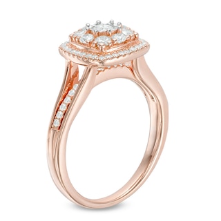 Previously Owned - 0.45 CT. T.W. Composite Diamond Cushion Frame Engagement Ring in 10K Rose Gold|Peoples Jewellers