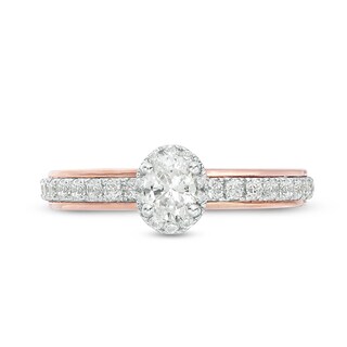 Previously Owned - Vera Wang Love Collection 0.60 CT. T.W. Oval Diamond Frame Engagement Ring in 14K Two-Tone Gold|Peoples Jewellers