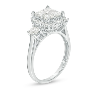 Previously Owned - 1.50 CT. T.W. Quad Princess-Cut Diamond Frame Engagement Ring in 14K White Gold|Peoples Jewellers