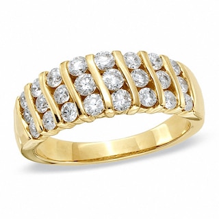 Previously Owned - 1.00 CT. T.W. Diamond Three Row Wedding Band in 14K Gold|Peoples Jewellers
