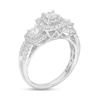 Previously Owned - 1.00 CT. T.W. Diamond Frame Past Present Future® Engagement Ring in 10K White Gold|Peoples Jewellers