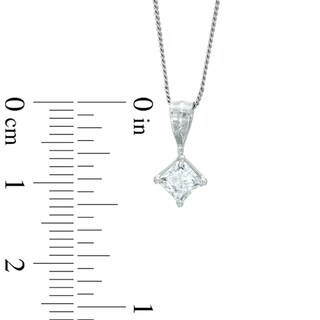 Previously Owned - 0.25 CT. Princess-Cut Diamond Solitaire Crown Royal Pendant in 14K White Gold (J/I3)|Peoples Jewellers