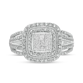 Previously Owned - 0.50 CT. T.W. Princess-Cut Multi-Diamond Vintage-Style Engagement Ring in 10K White Gold|Peoples Jewellers