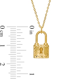 Previously Owned - Diamond-Cut Lock Pendant in 10K Gold|Peoples Jewellers