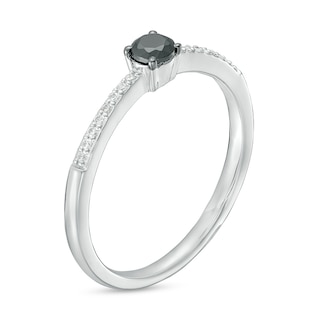 Previously Owned - 0.25 CT. T.W. Black and White Diamond Promise Ring in Sterling Silver|Peoples Jewellers