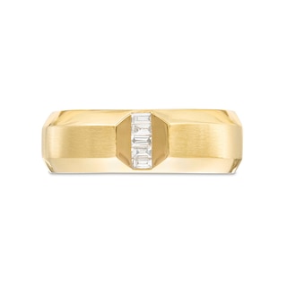 Previously Owned - Vera Wang Love Collection Men's 0.085 CT. T.W. Baguette Diamond Five Stone Wedding Band in 14K Gold|Peoples Jewellers