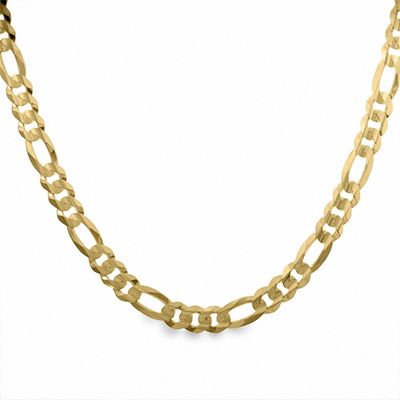 Men's Concave Figaro Necklace in Solid 10K Gold - 22"