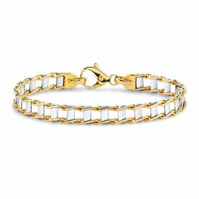 Men's 14K Gold Two-Tone Link Bracelet