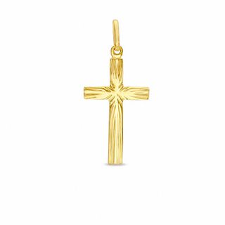 10K Gold Sunburst Cross Charm