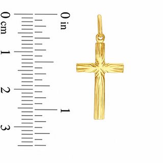 10K Gold Sunburst Cross Charm