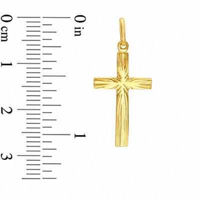 10K Gold Sunburst Cross Charm