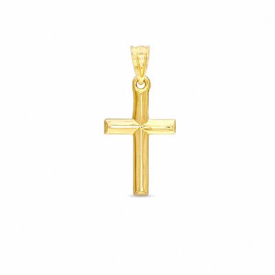 10K Gold Plain Bright Cross Charm