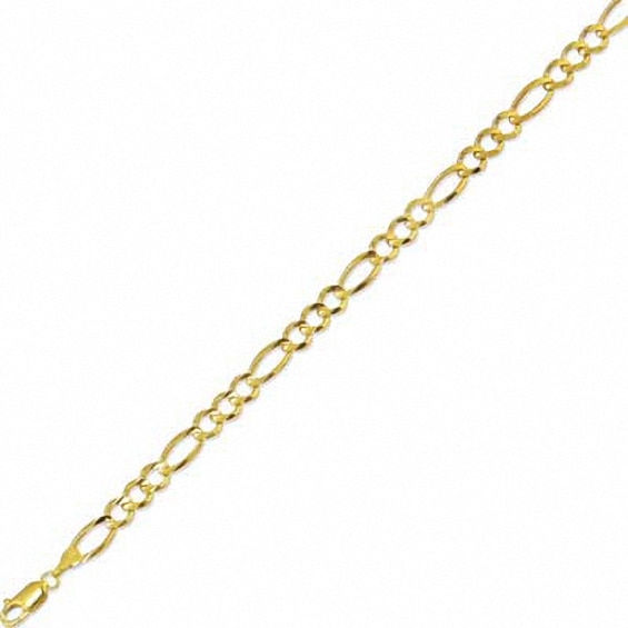 160 Gauge Concave Figaro Chain Necklace in Solid 10K Gold - 22"