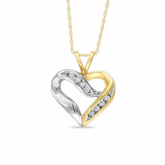 0.25 CT. T.W. Diamond Heart Pendant in 10K Two-Tone Gold | Peoples