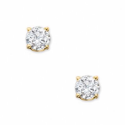 0.50 CT. T.W. Certified Diamond Solitaire Crown Royal Stud Earrings in 14K Gold (J/I3)