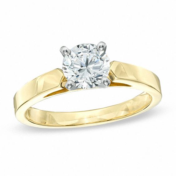 1.00 CT. Diamond Solitaire Crown Royal Engagement Ring in 14K Gold (I-J ...