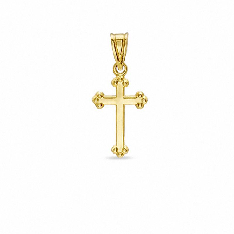 10K Gold Fancy Edge Cross Charm|Peoples Jewellers