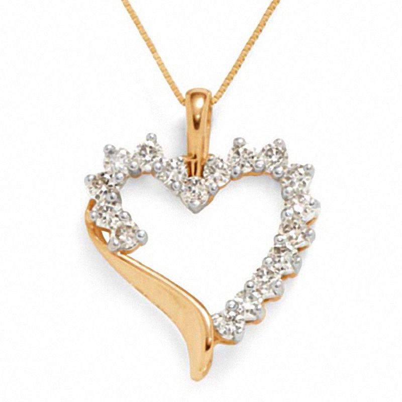 Main Image 1 of 1.00 CT. T.W. Diamond Shadow Heart Pendant in 10K Gold