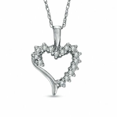 0.15 CT. T.W. Diamond Heart Pendant in 10K White Gold