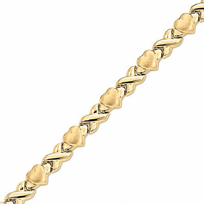 10K Gold Stampato "X" and Heart Bracelet