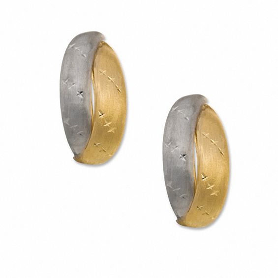 14K Two-Tone Gold Overlap Hoop Earrings