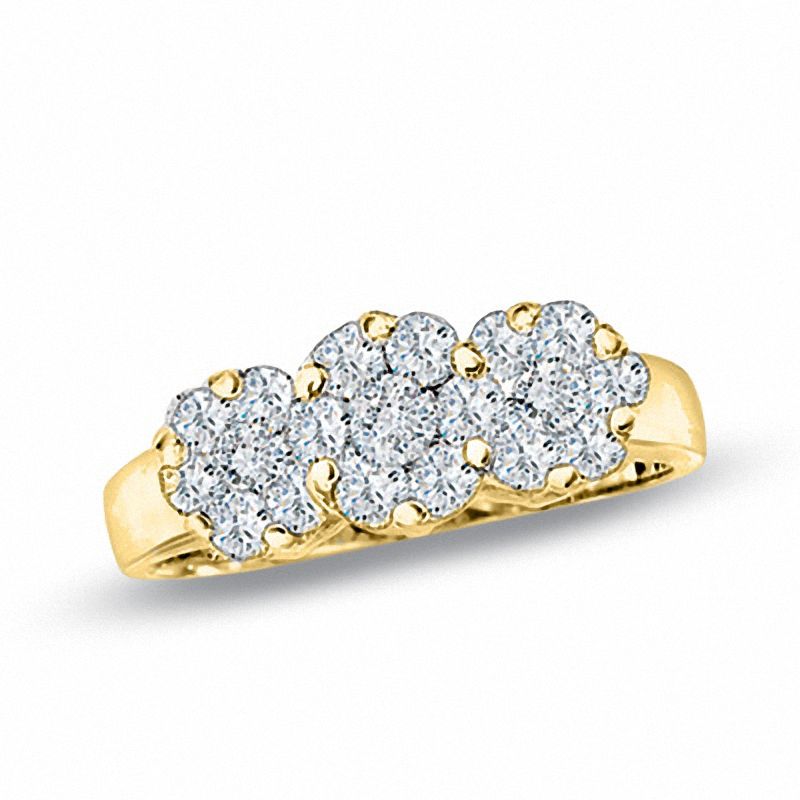 0.50 CT. T.W. Endless Diamond® Three Stone Cluster Ring in 14K Gold|Peoples Jewellers
