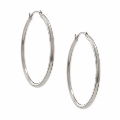 14K White Gold 31.5mm Hoop Earrings