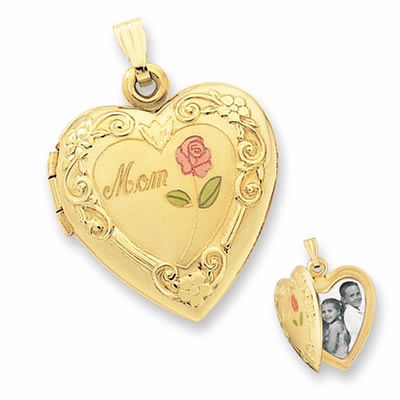 10K Gold Heart-Shaped Mom Locket