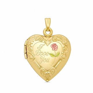 10K Tri-Tone Gold "I Love You" Heart Locket