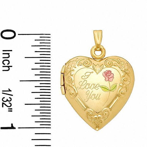 10K Tri-Tone Gold "I Love You" Heart Locket