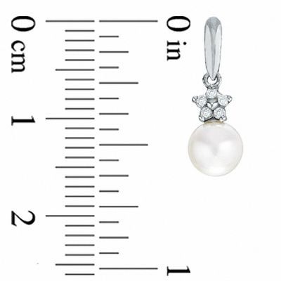 5.5-6.0mm Freshwater Cultured Pearl and Diamond Accent Drop Earrings in 10K White Gold