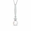 Thumbnail Image 0 of 6.5-7.0mm Freshwater Cultured Pearl and Diamond Accent Stick Pendant in 10K White Gold