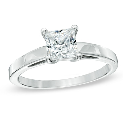 CT. Princess-Cut Diamond Solitaire Crown Royal Engagement Ring in 14K White Gold (I-J/I2