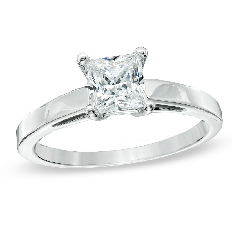 CT. Princess-Cut Diamond Solitaire Crown Royal Engagement Ring in 14K White Gold (I-J/I2)|Peoples Jewellers