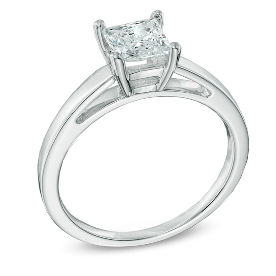 CT. Princess-Cut Diamond Solitaire Crown Royal Engagement Ring in 14K White Gold (I-J/I2