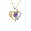 Amethyst and Diamond Accent Heart Pendant in 10K Two-Tone Gold